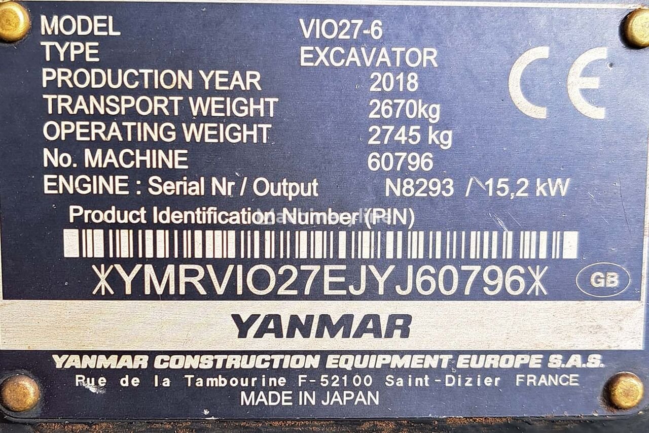 Yanmar VIO27-6 – Image 7